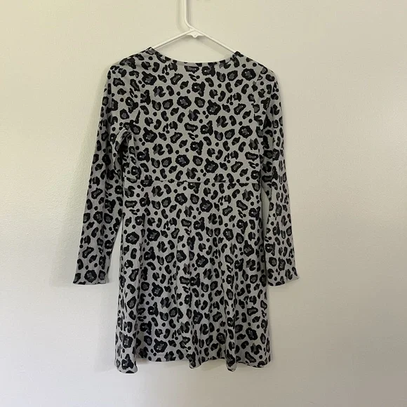 Wonder Nation Girls XXL 18 Black Gray Leopard Print Long Sleeve Mini Dress - Picture 3 of 3